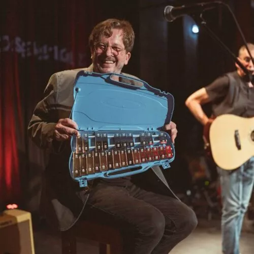 Beim Auftritt: Markus präsentiert sein Glockenspiel